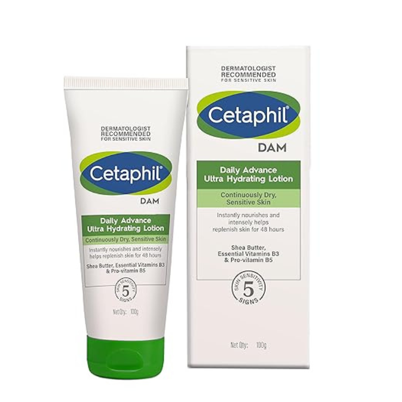 Cetaphil Daily Advance Ultra Hydrating Lotion For Dry/Sensitive Skin, Long Lasting Moisturizer For Face & Body, Multi, 100 G